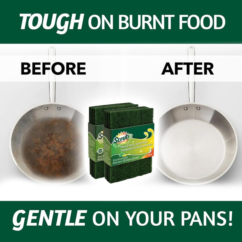 SCRUBIT Scouring Pad - Heavy Duty Scrub Pads for Cleaning Dishes - Non-Scratch Reusable Scrubbing - Green (100) - Image 3